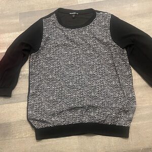 Express Black and White Crewneck Pullover Sweater